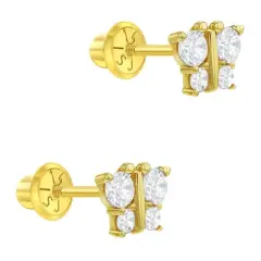 Girls' Sparkly Butterfly Screw Back 14k Gold Earrings - In Season Jewelry