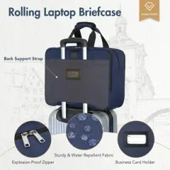 Rolling Laptop Bag - Rolling Laptop Briefcase on Wheels for Women/Men Fits Up to 15Inch