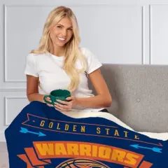 NBA Golden State Warriors Hardwood Classics Silk Touch Faux Shearling Throw Blanket