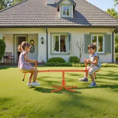 VEVOR Kids Seesaw, 100 lbs Load Capacity per Seat, Sit and Spin Teeter Totter, Swiveling 360 Degrees Rotating for Aged 3+, Orange&Yellow