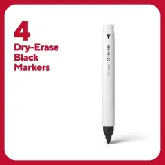 TRU RED Pen Dry Erase Markers Fine Tip Black 4/Pack TR54560