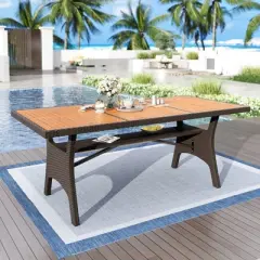 Captiva Designs 9pc Acacia Wood Patio Furniture Set with Expandable Dining Table & Arm Chairs