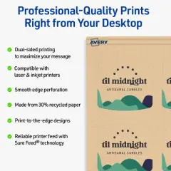 Avery Arched Business Cards, 2" x 2-2/10", Kraft Brown, 300 Total