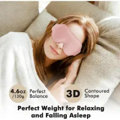 Weighted Eye Mask for Sleeping for Men and Women, Ideal for Lash Extensions, Travel Blackout Night Blindfold with Adjustable Strap (Pink-3D)