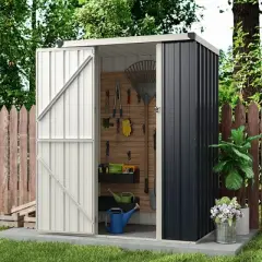 Tangkula 4 x 3 FT Metal Outdoor Storage Shed w/ Lockable Door Garden Utility Tool House