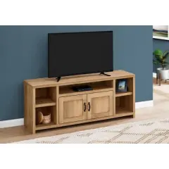 Modern Farmhouse Wood Look 2 Door 5 Shelf TV Stand for TVs up to 60" Gold/Pine - EveryRoom
