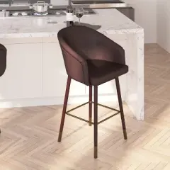 Merrick Lane Modern Wood Frame Stool with Metallic Accents