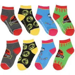Jurassic Park Socks Kids T-Rex Dinosaur World Ankle No Show Socks - 4 Pack Multicoloured