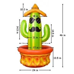 Fun Little Toys Inflatable Cactus Cooler - Portable & Durable - Green - For Outdoor Parties & Beach - Ages 3+