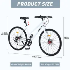 7 Speed Hybrid Bike, 700C Wheel Commuter Bicycle With Dual Disc Brakes, Aluminum Rims And TEC Chain, Carbon Steel Frame City Bicycle For Men And Women