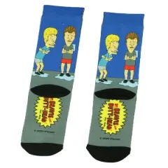 Beavis And Butthead Cartoon Adult Sublimated Crew Socks For Men Blue