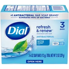 Dial Antibacterial Deodorant Spring Water Bar Soap - 4oz/3ct