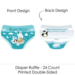 Big Dot of Happiness Arctic Polar Animals - Diaper Shaped Raffle Ticket Inserts - Winter Baby Shower Activities - Diaper Raffle Game - Set of 24