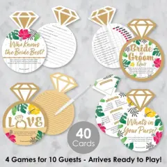 Big Dot of Happiness Last Luau - 4 Bridal Shower Games - 10 Cards Each - Gamerific Bundle