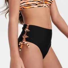 Girls' 2pc Sketchy Tiger High-Waist Bikini Set - art class&trade; Black 