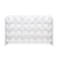 Cambridge Mega Kids' Toy Storage 28 Bin Organizer Bookshelf White - Humble Crew