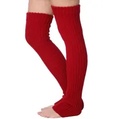 Isadora Paccini Women's 80s Style Extra Long Monochromatic Marvel Embracing Cranberry Ribbed Knit Leg Warmers for Parties & Sports Accessories