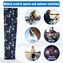 Unique Bargains Basketball Sports Camouflage Cooling Arm Elbow Compression Sleeve Dark Gray 1 Pair