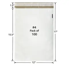 UOFFICE Pack of 100 Poly Mailers Bags 12"x15.5" - #4, Envelopes with Self-Sealing Closure