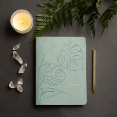 Ruled Journal 6"x8" Vegan Leather Monstera Reflections - DesignWorks Ink