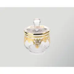Classic Touch Glass Sugar Bowl with 24k Gold Artwork