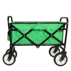 NAYSAYE Wagon Colorful Collapsible Cart with Strapping System for Outdoor Adventures, Green, 25.98"*17.32"*37.4"