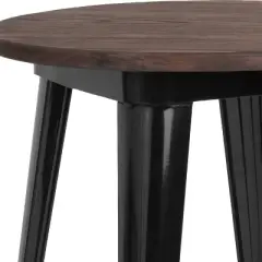 Flash Furniture 24" Round Metal Indoor Table with Rustic Wood Top