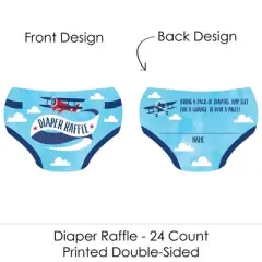 Big Dot of Happiness Taking Flight - Airplane - Diaper Shaped Raffle Ticket Inserts - Vintage Plane Baby Shower - Diaper Raffle Game - Set of 24