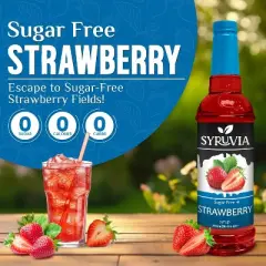 Syruvia Sugar Free Strawberry Syrup - 25.4 fl oz. Premium Flavoring Syrup For Coffee