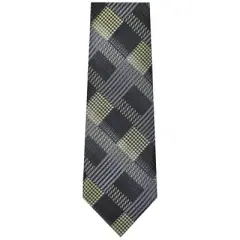 TheDapperTie Men's Black And White Geometric Necktie with Hanky