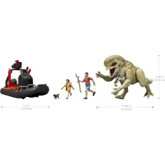 Jurassic World Rebirth Storypack with Raft, Villain Dino1, Adult, Child & Aquilops, Island Escape