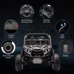 Ride On Car, Electric Car Toy, Remote Control, 24V 7AH Battery Powered Toy, 4-Wheeler Suspension, 2 Seater Ride on Toys for Kids