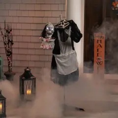 Northlight LED Lighted and Animated Skeleton Maid Head-in-Hand Halloween Figure - 57"