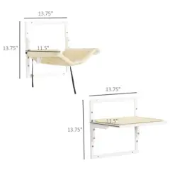 SKYONE Cream White Cat Wall Shelves with 5 Platforms & Soft Hammock, Adjustable Height Furniture