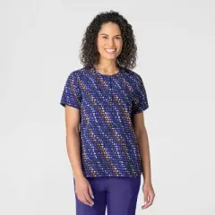 Wink Fashion Prints Women's Round Neck Tuck-In Scrub Top