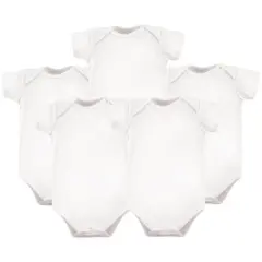 Hudson Baby Cotton Bodysuits 5pk, White