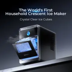 EUHOMY Crescent Ice Maker Countertop, 28lbs/24H, Ready in 12Mins, Auto Deep Cleaning, Timer, Portable Ice Maker Machine for Home/Office/Party