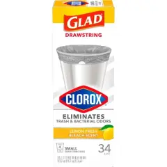Glad Small Drawstring Trash Bags - Clorox Lemon Fresh - 4 Gallon