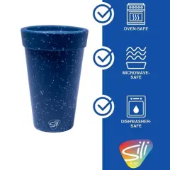 Silipint: Silicone 16oz Coffee Tumblers 2 Pack Blue Speckled - Unbreakable Cups