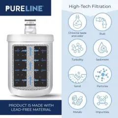 PureLine 5231JA2002A Water Filter Replacement For LG LT500P, ADQ72910907, ADQ72910901, GEN11042FR-08, 5231JA2002A, LFX25974ST, Kenmore 9890 (3-Pack)