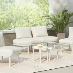 6 Piece Wicker Patio Sofa Set,Half-Moon Sectional Sofa with 2 Coffee Tables,Outdoor Patio Furniture Conversation Sets with Cushions-Coolbibila