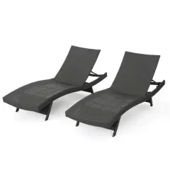 GDFStudio Lakeport Outdoor Wicker Armless Adjustable Chaise Lounges (Set of 2)