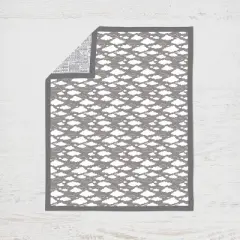 Bacati - Clouds in the City White/Gray 4 pc Crib Bedding Set with Diaper Caddy