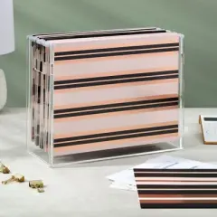 Paper Junkie 12 Pack Decorative Hanging File Folders, Letter Size, 1/5 Cut Tabs, Rose Gold Foil Stripes (9.5 x 11.5 In)