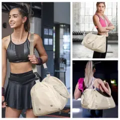 Womens Gym Tote Duffle Bag with Wet Pocket, Sports Duffel Overnight Weekender Hospital Workout Carry on Bag