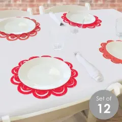 Big Dot of Happiness Red Confetti Stars - Simple Party Round Table Decorations - Paper Chargers - Place Setting For 12