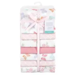 Hudson Baby Infant Girl Cotton Flannel Receiving Blankets Bundle, Pastel Butterfly, One Size