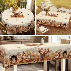 LOVEVOOK Thanksgiving Tablecloth, Fall Tablecloth, Pumpkin Table Cloth, Autumn Harvest for Christmas, Holiday, Birthday, Harvest