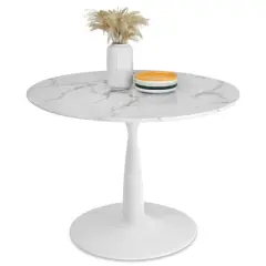 40'' Harris Round Artificial Marble Top Pedestal Modern Dining Table-The Pop Maison