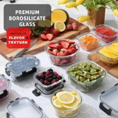 JoyTable Glass Food Storage Containers with Lids, Airtight Glass Meal Prep Containers, Reusable Glass Containers with Leakproof Snap Lock Lids